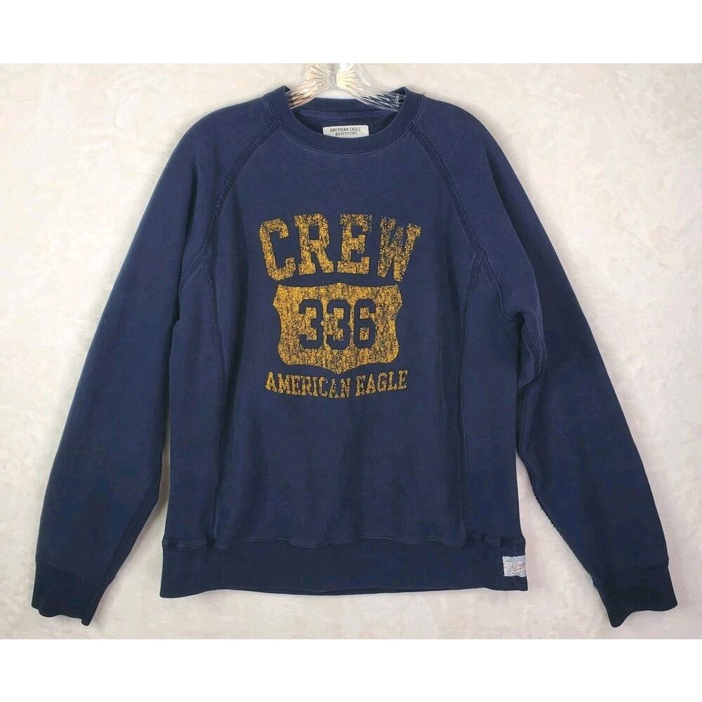 VTG Y2K American Eagle Sweatshirt Mens Sz Medium Blue Crewneck Logo Pullover